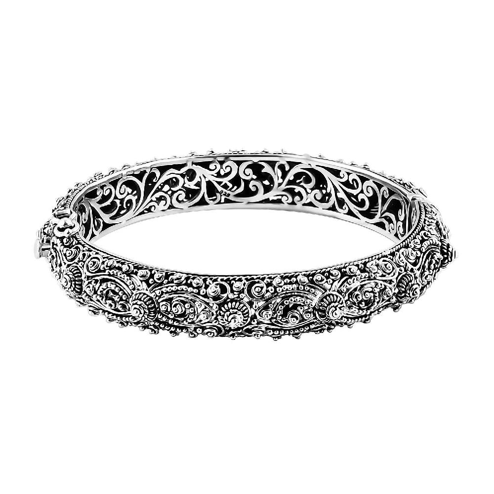 shop lc Bali Legacy Sterling Silver Filigree Bangle Bracelet (6.50 In) 35.61 Grams