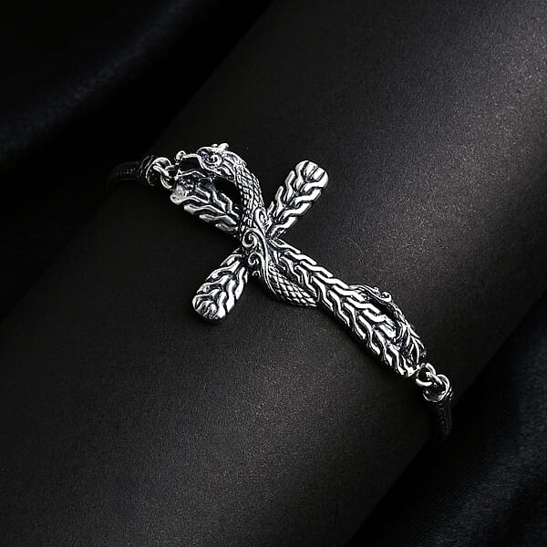 Shop Lc Bali Legacy Sterling Silver Tulang Naga Chain Dragon Cross Bracelet (6.50-8.0In) 12.40 Grams