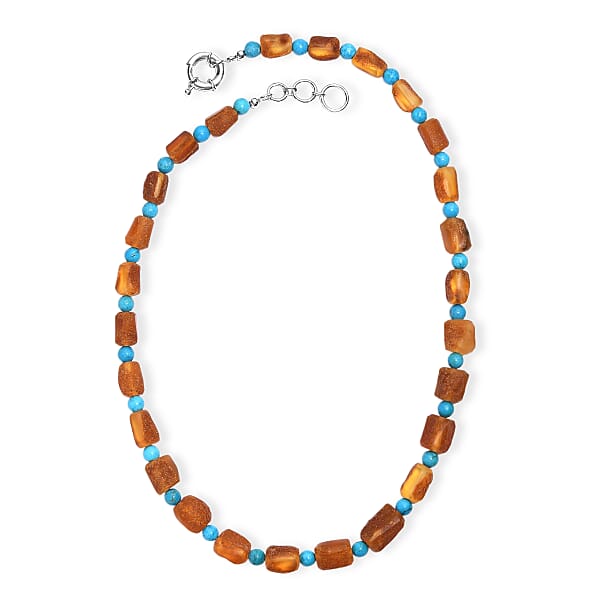 Shop Lc Baltic Amber And Magnesite 75.00 Ctw Necklace In Platinum Bond 20 Inches