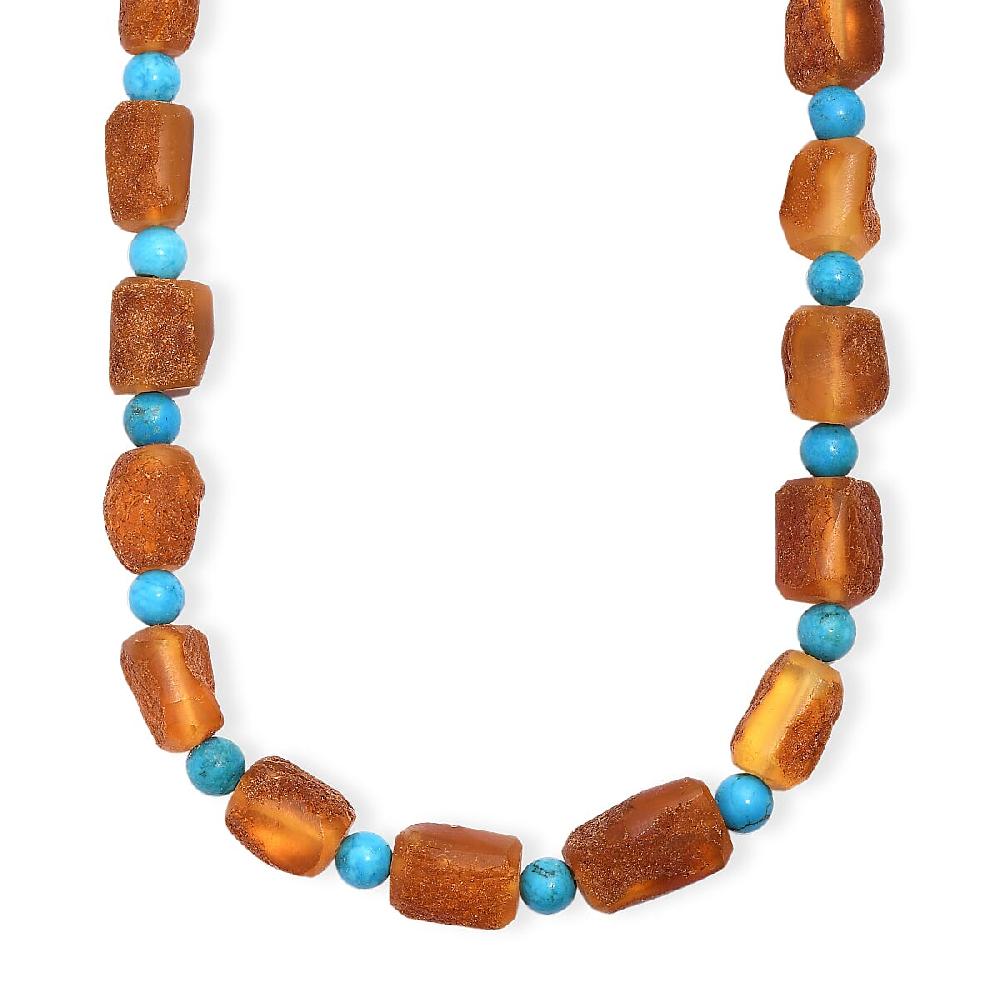 shop lc Baltic Amber and Magnesite 75.00 ctw Necklace in Platinum Bond 20 Inches