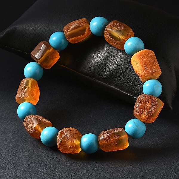 Shop Lc Baltic Amber And Magnesite Stretch Bracelet