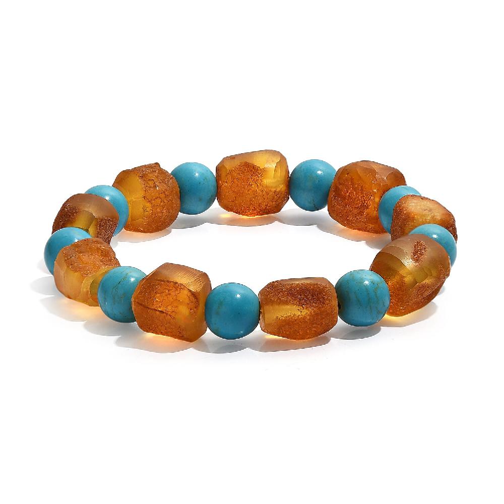 shop lc Baltic Amber and Magnesite Stretch Bracelet