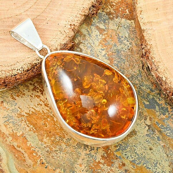 Shop Lc Baltic Amber Drop Pendant Without Chain In Sterling Silver