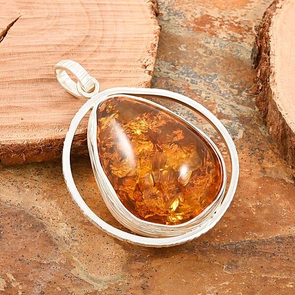 Shop Lc Baltic Amber Drop Shape Designer Pendant Without Chain In Sterling Silver