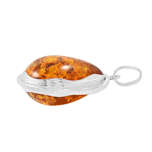 Shop Lc Baltic Amber Drop Shape Designer Pendant Without Chain In Sterling Silver