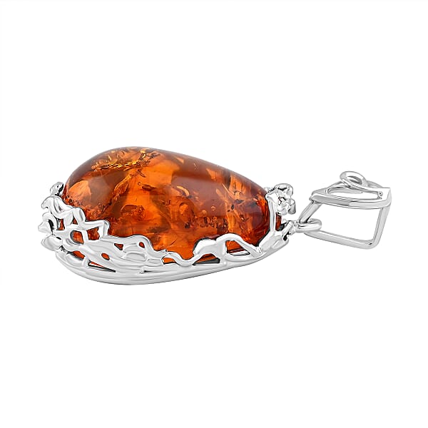 Shop Lc Baltic Amber Drop Shape Designer Pendant Without Chain In Sterling Silver