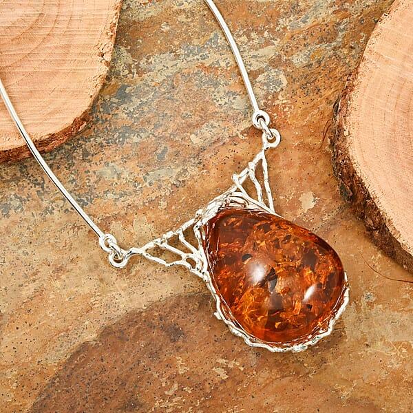 Shop Lc Baltic Amber Fancy Necklace In Sterling Silver 18 Inches