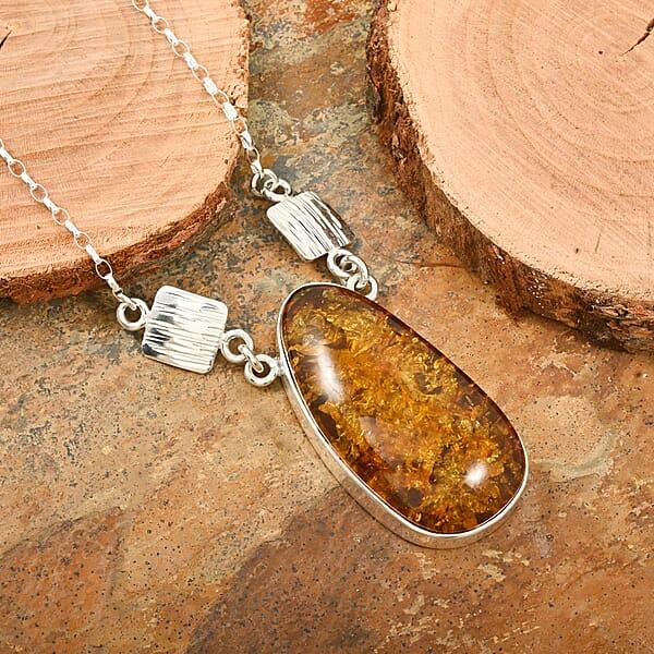 Shop Lc Baltic Amber Fancy Shape Designer Necklace In Sterling Silver 21 Inches