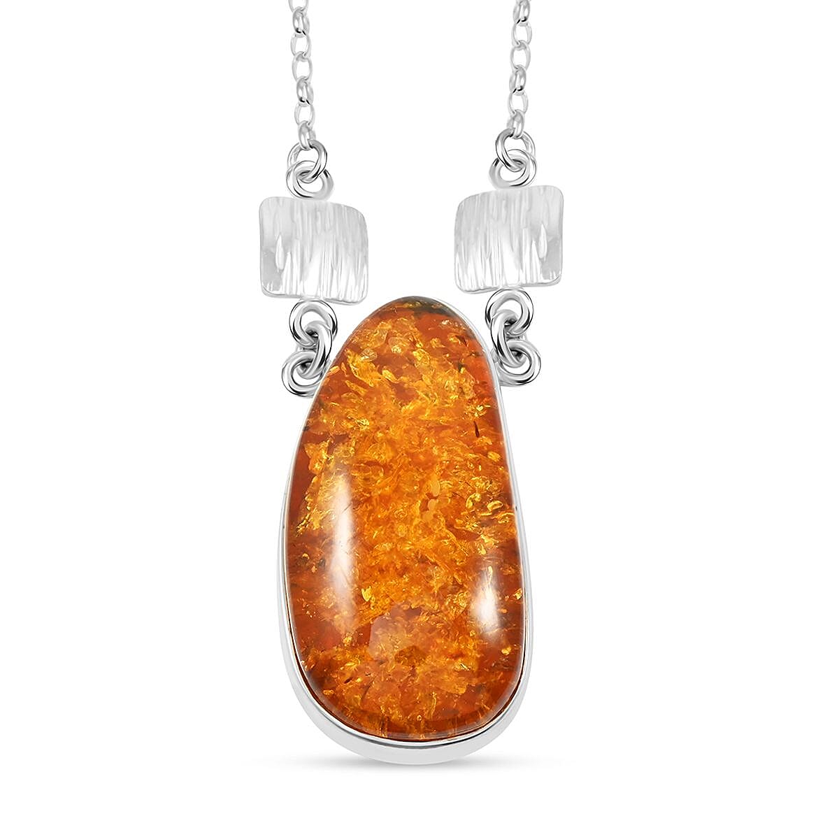 shop lc Baltic Amber Fancy Shape Designer Necklace in Sterling Silver 21 Inches