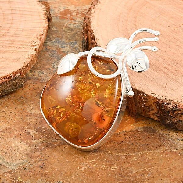 Shop Lc Baltic Amber Honeydrop Brooch In Sterling Silver