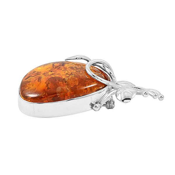 Shop Lc Baltic Amber Honeydrop Brooch In Sterling Silver