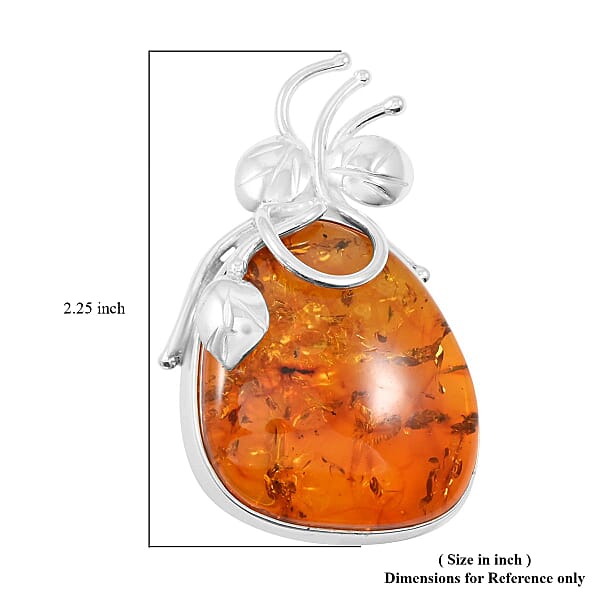 Shop Lc Baltic Amber Honeydrop Brooch In Sterling Silver