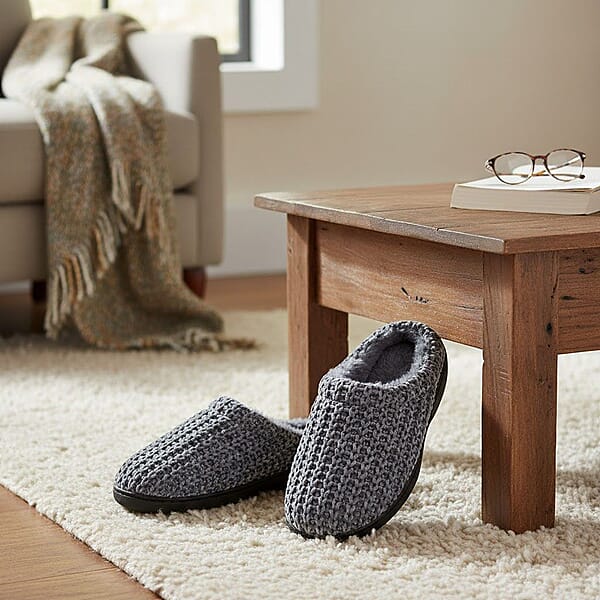 Shop Lc BANDOLINO Black Fur Lined Chenille House Slippers In Gifting Box - S