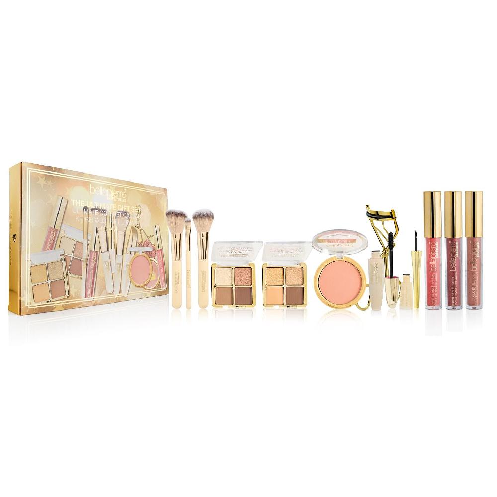 shop lc Bellapierre Glam 12pcs Ultimate Gift Set (Gloss Eyeliner Mascara Blush Curler Palette)
