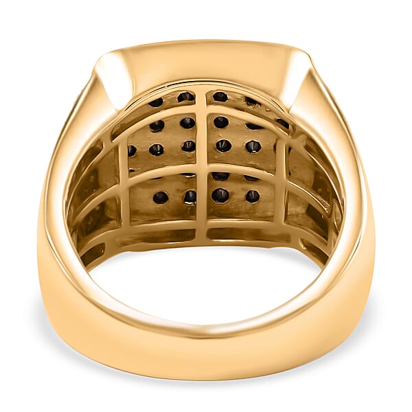 Shop Lc Black And White Diamond 1.50 Ctw Men's Ring In 10K Yellow Gold 11.60 Grams