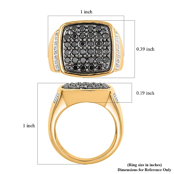 Shop Lc Black And White Diamond 1.50 Ctw Men's Ring In 10K Yellow Gold 11.60 Grams