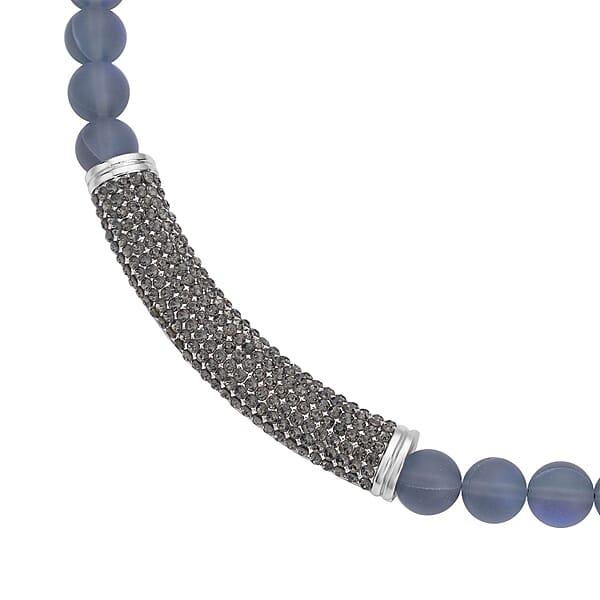 Shop Lc Black Aurora Borealis Glass And Black Austrian Crystal Boho Style Necklace In Silvertone 20 Inches