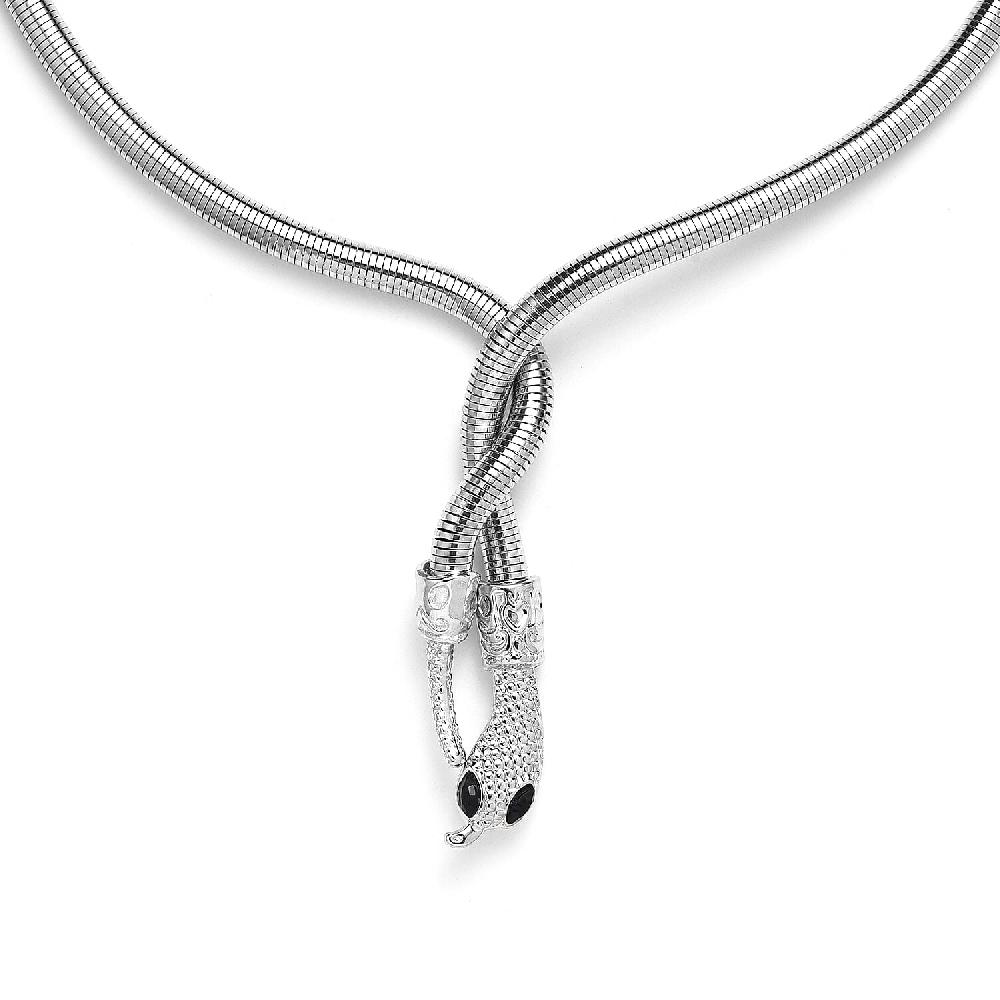 shop lc Black Austrian Crystal Serpentine Necklace in Silvertone 36-39.5 Inches