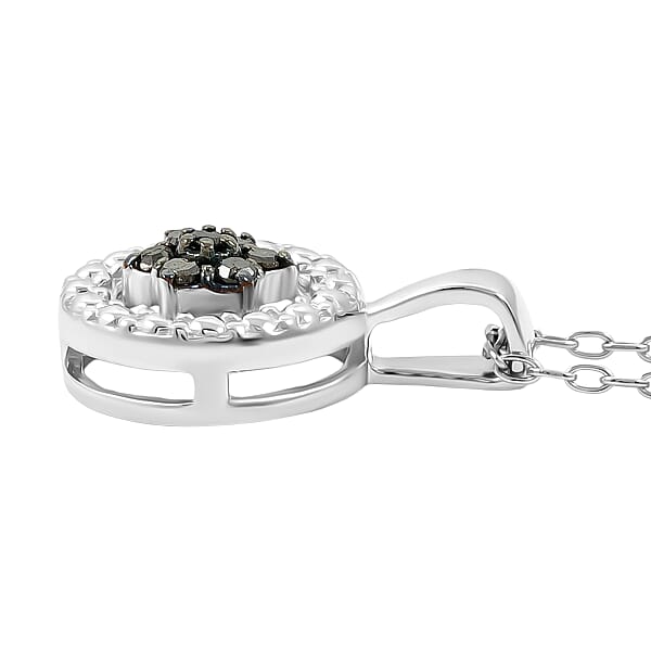 Shop Lc Black Diamond 0.10 Ctw Round Shape Pendant Necklace In Sterling Silver 18 Inches