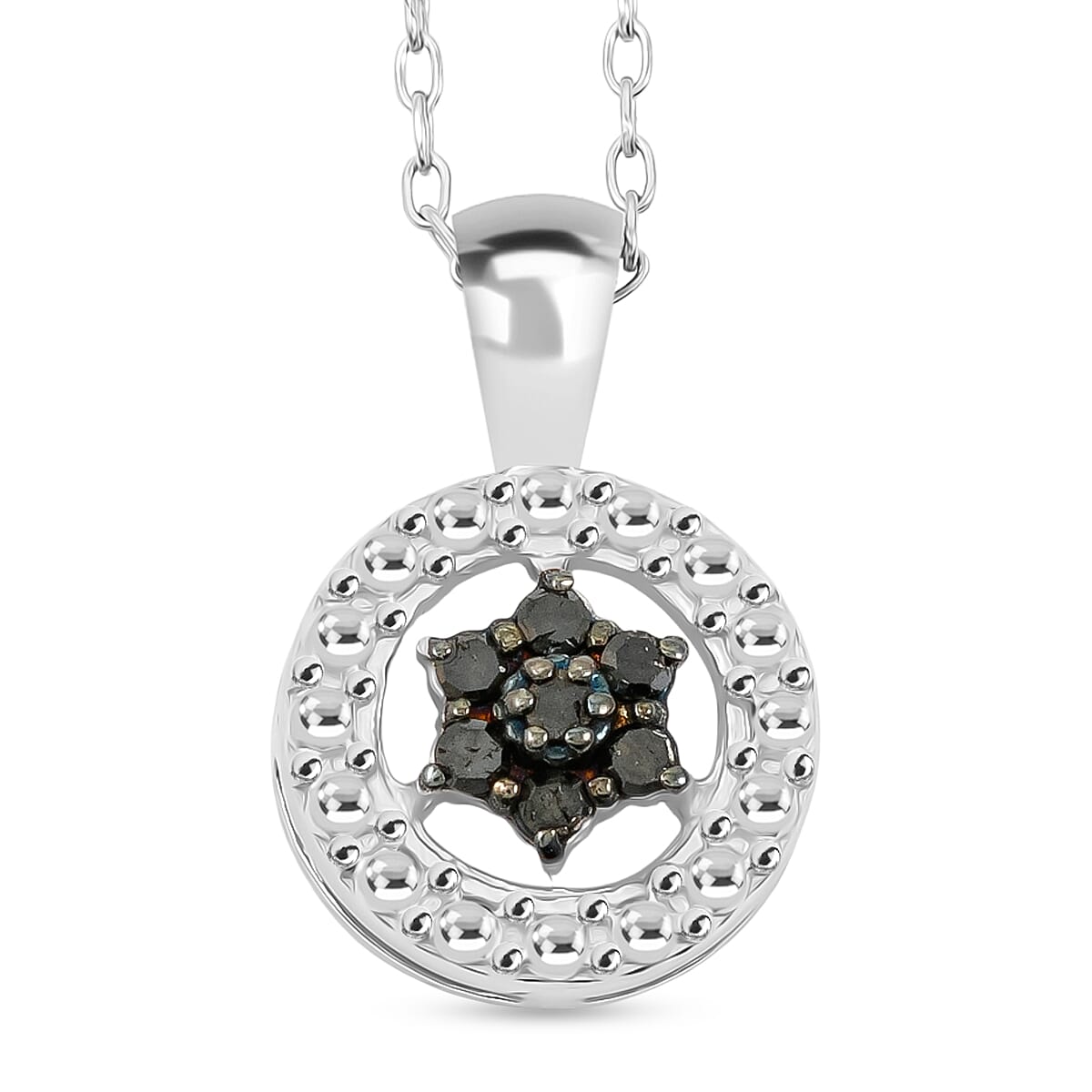 shop lc Black Diamond 0.10 ctw Round Shape Pendant Necklace in Sterling Silver 18 Inches