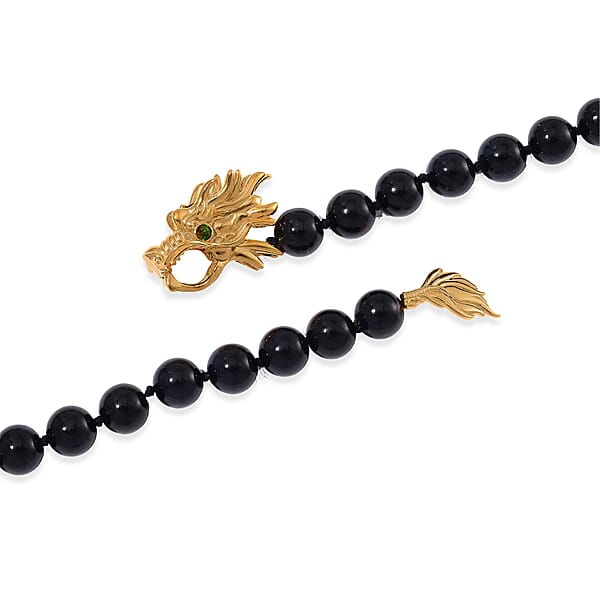 Shop Lc Black Jade (D) And Multi Gemstone 227.60 Ctw Dragon Necklace In 18K Vermeil Yellow Gold Over Sterling Silver 18-20 Inches