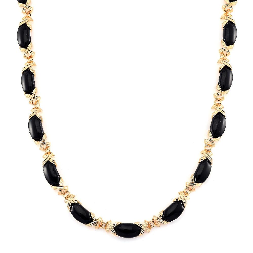shop lc Black Obsidian 250.00 ctw Molto Kiss Necklace in Goldtone 18-20 Inches