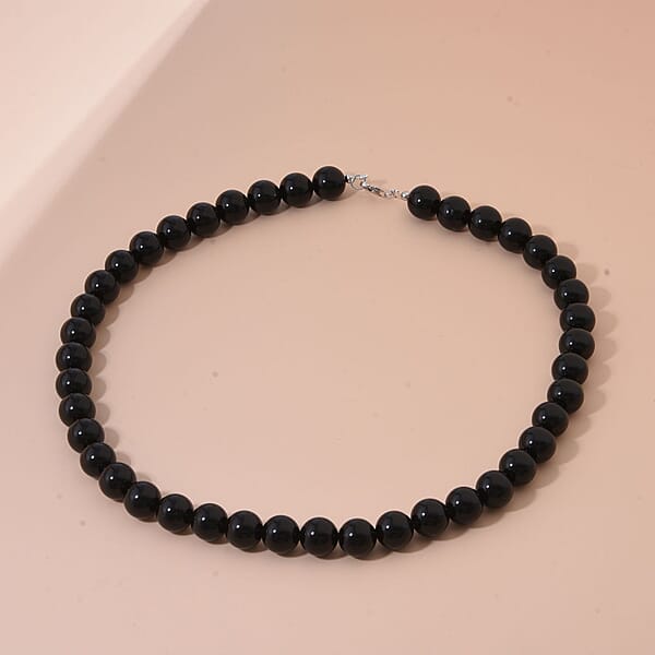 Shop Lc Black Obsidian 295.00 Ctw Beaded Necklace In Sterling Silver 18 Inches