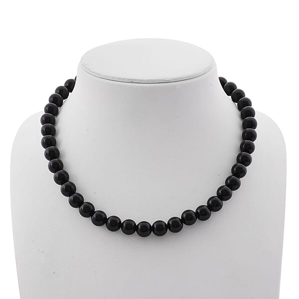 Shop Lc Black Obsidian 295.00 Ctw Beaded Necklace In Sterling Silver 18 Inches