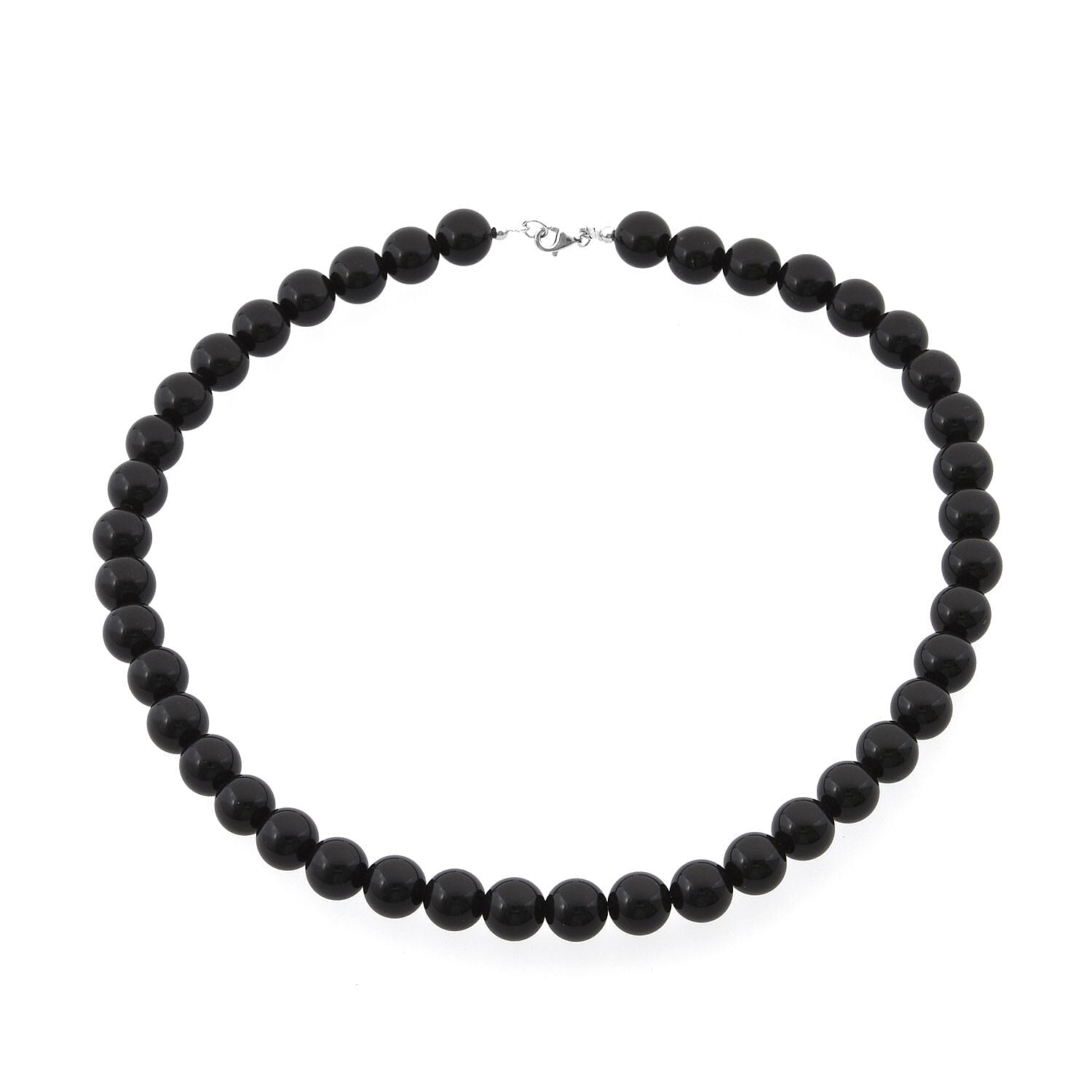 shop lc Black Obsidian 295.00 ctw Beaded Necklace in Sterling Silver 18 Inches