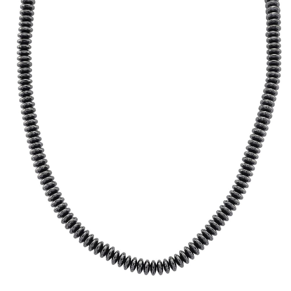 shop lc Black Plated Hematite Roundel Beaded Necklace in Silvertone 689.00 ctw (21.25-23.25 Inches)