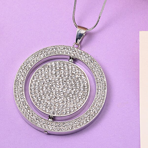Shop Lc Black Resin And Austrian Crystal Necklace In Silvertone 29-31 Inches