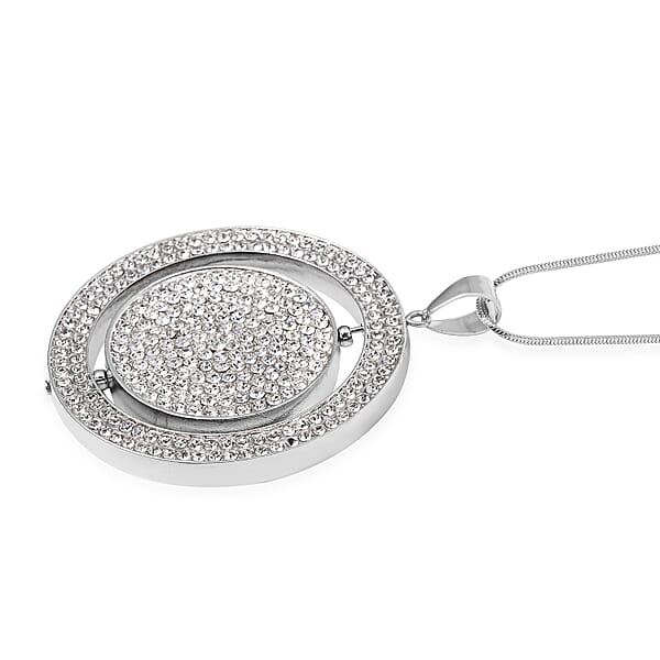 Shop Lc Black Resin And Austrian Crystal Necklace In Silvertone 29-31 Inches
