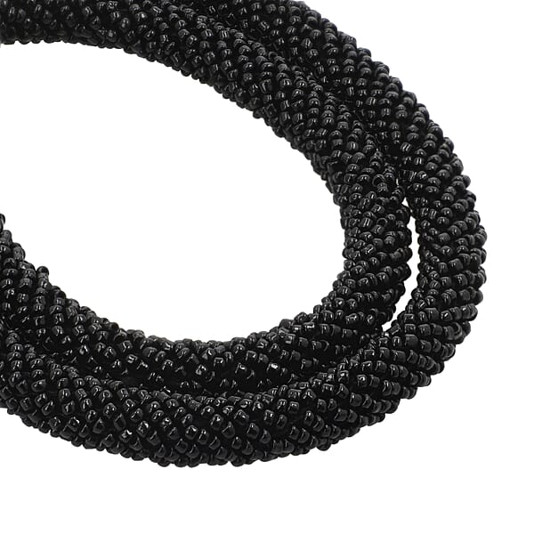 Shop Lc Black Seed Beaded Necklace 20 Inches In Silvertone