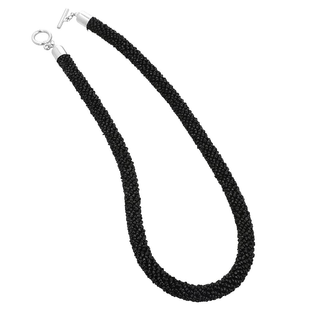 shop lc Black Seed Beaded Necklace 20 Inches in Silvertone