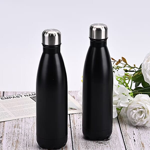 Shop Lc Black Stainless Steel Double Wall 2pcs Bottles