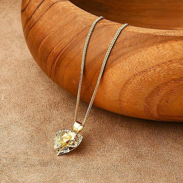 Shop Lc Blossom Heart Pendant Necklace In 10K Yellow Gold 20 Inches 3 Grams
