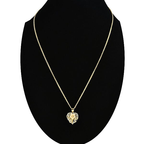 Shop Lc Blossom Heart Pendant Necklace In 10K Yellow Gold 20 Inches 3 Grams