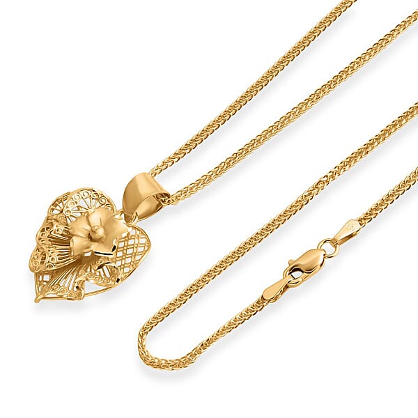 Shop Lc Blossom Heart Pendant Necklace In 10K Yellow Gold 20 Inches 3 Grams