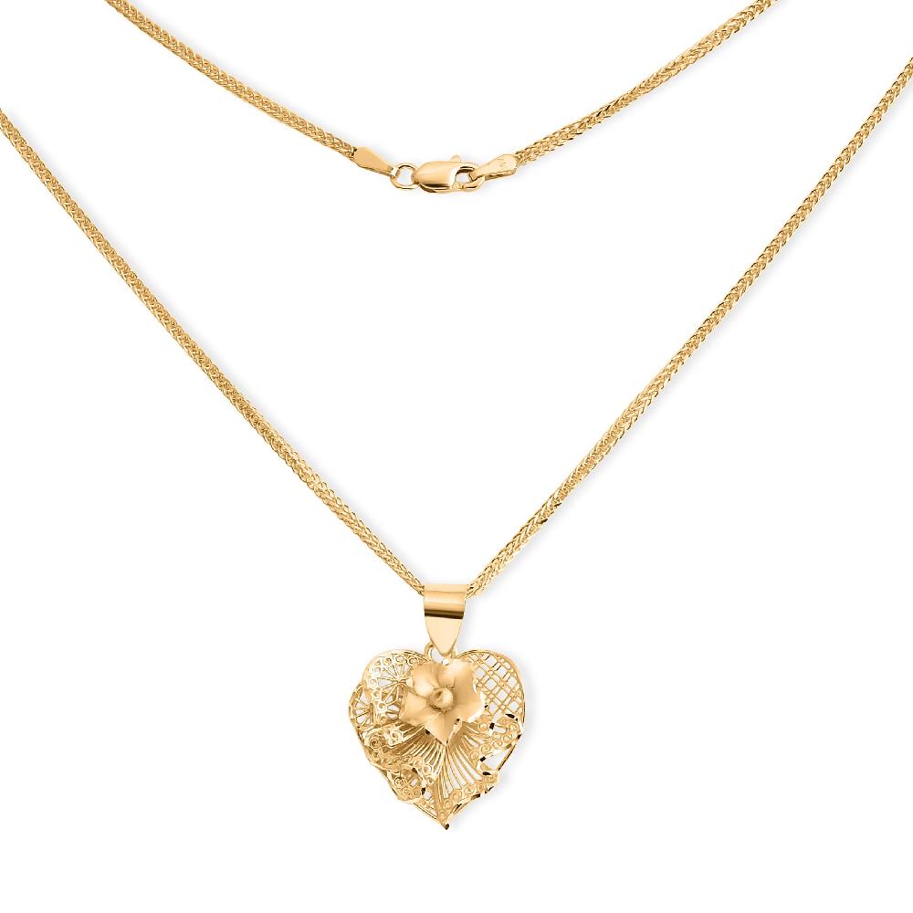 shop lc Blossom Heart Pendant Necklace in 10K Yellow Gold 20 Inches 3 Grams