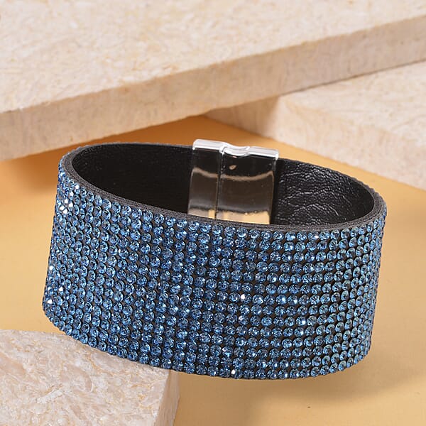 Shop Lc Blue Austrian Crystal Bracelet In Silvertone (7.50 In)
