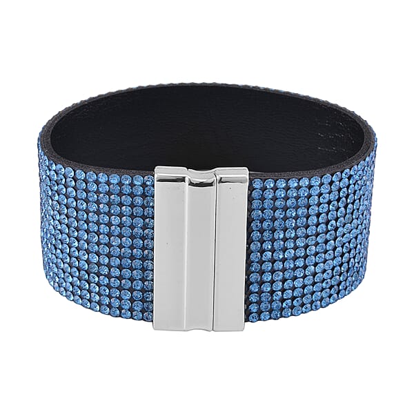 Shop Lc Blue Austrian Crystal Bracelet In Silvertone (7.50 In)