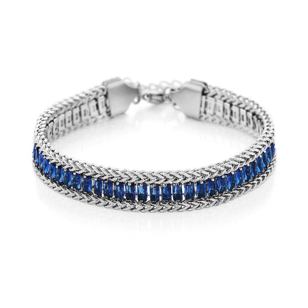 shop lc Blue Austrian Crystal Bracelet in Stainless Steel (7.5-9.0In)
