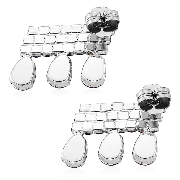 Shop Lc Blue Austrian Crystal Dripping Earrings In Silvertone