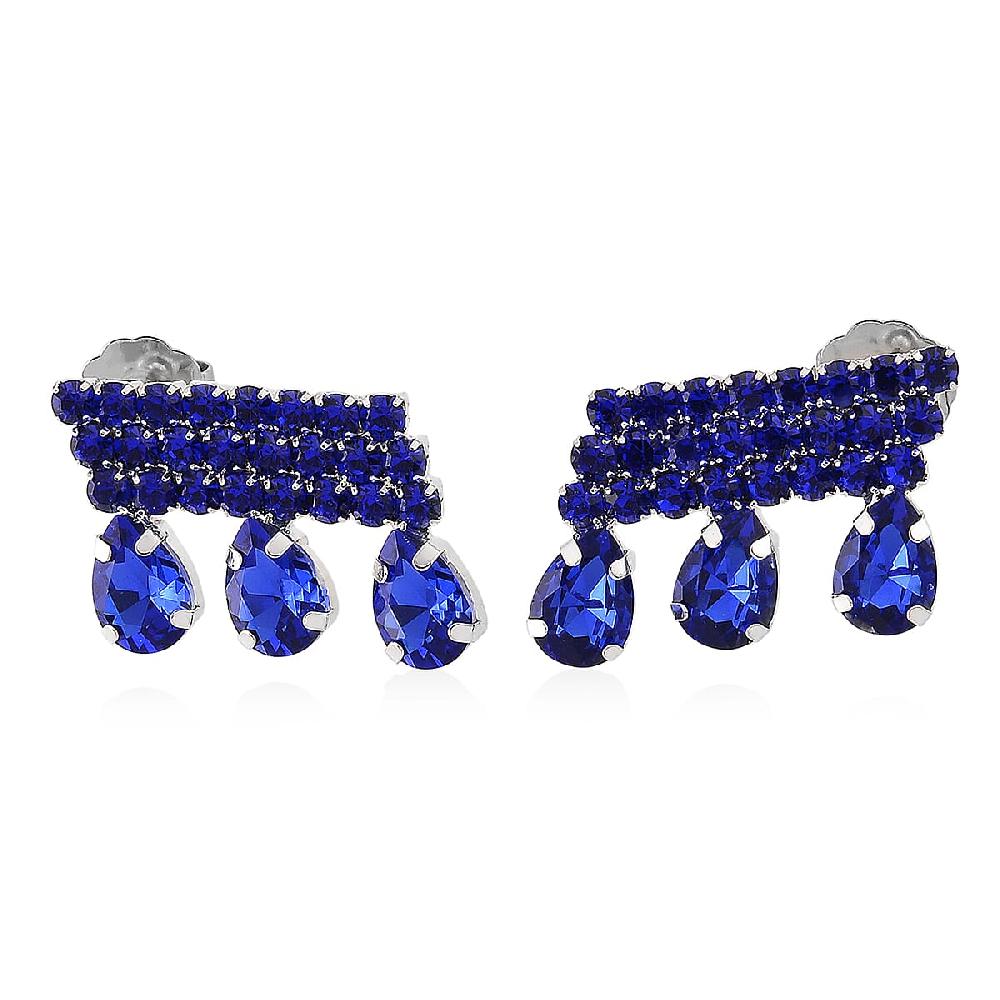 shop lc Blue Austrian Crystal Dripping Earrings in Silvertone
