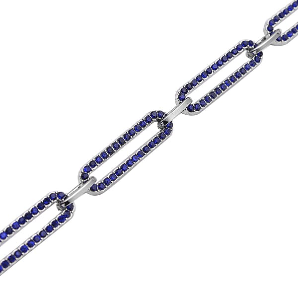 Shop Lc Blue Austrian Crystal Paper Clip Chain Bracelet In Silvertone (7.50-9.50 Inches)