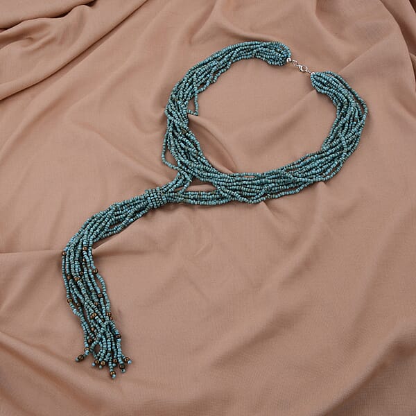 Shop Lc Blue Ceramic Multi Strand Beaded Double Wrist Necklace 22 Inches