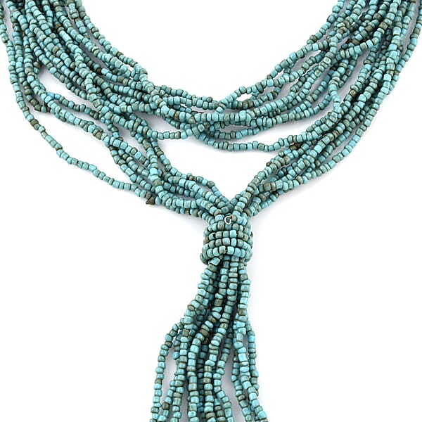 Shop Lc Blue Ceramic Multi Strand Beaded Double Wrist Necklace 22 Inches
