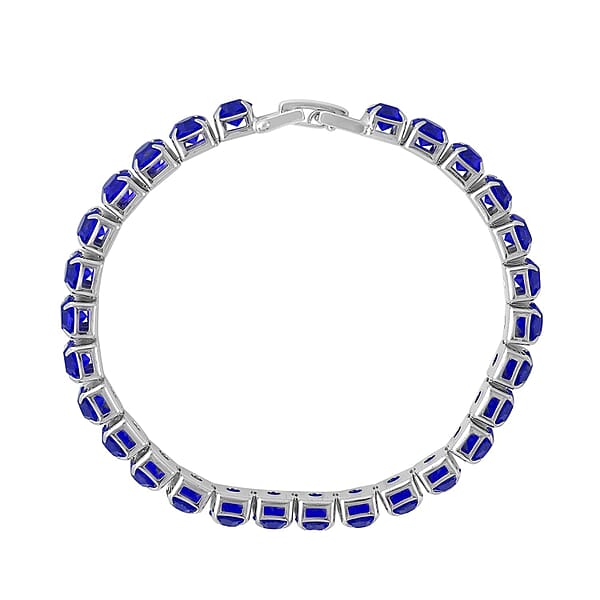 Shop Lc Blue Color Austrian Crystal Tennis Bracelet (7.50In) And Bracelet Helper In Silvertone