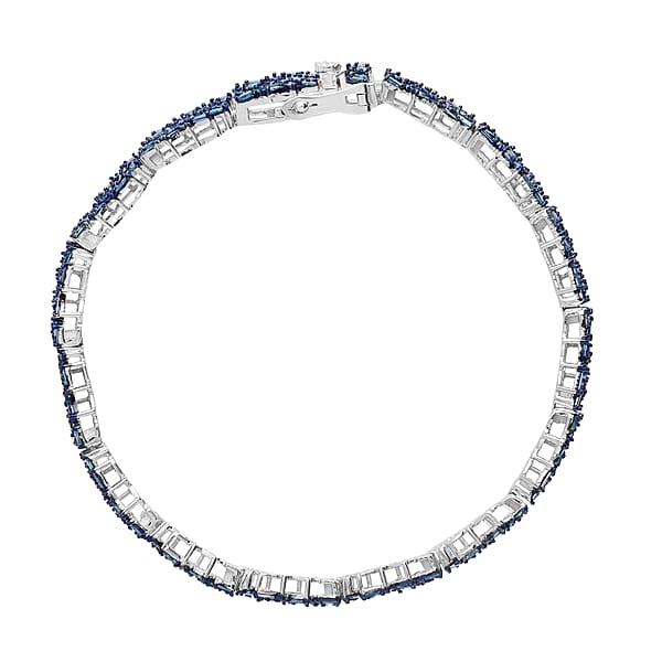 Shop Lc Blue Diamond Bracelet In Platinum Over Sterling Silver (7.25 In) 5.00 Ctw