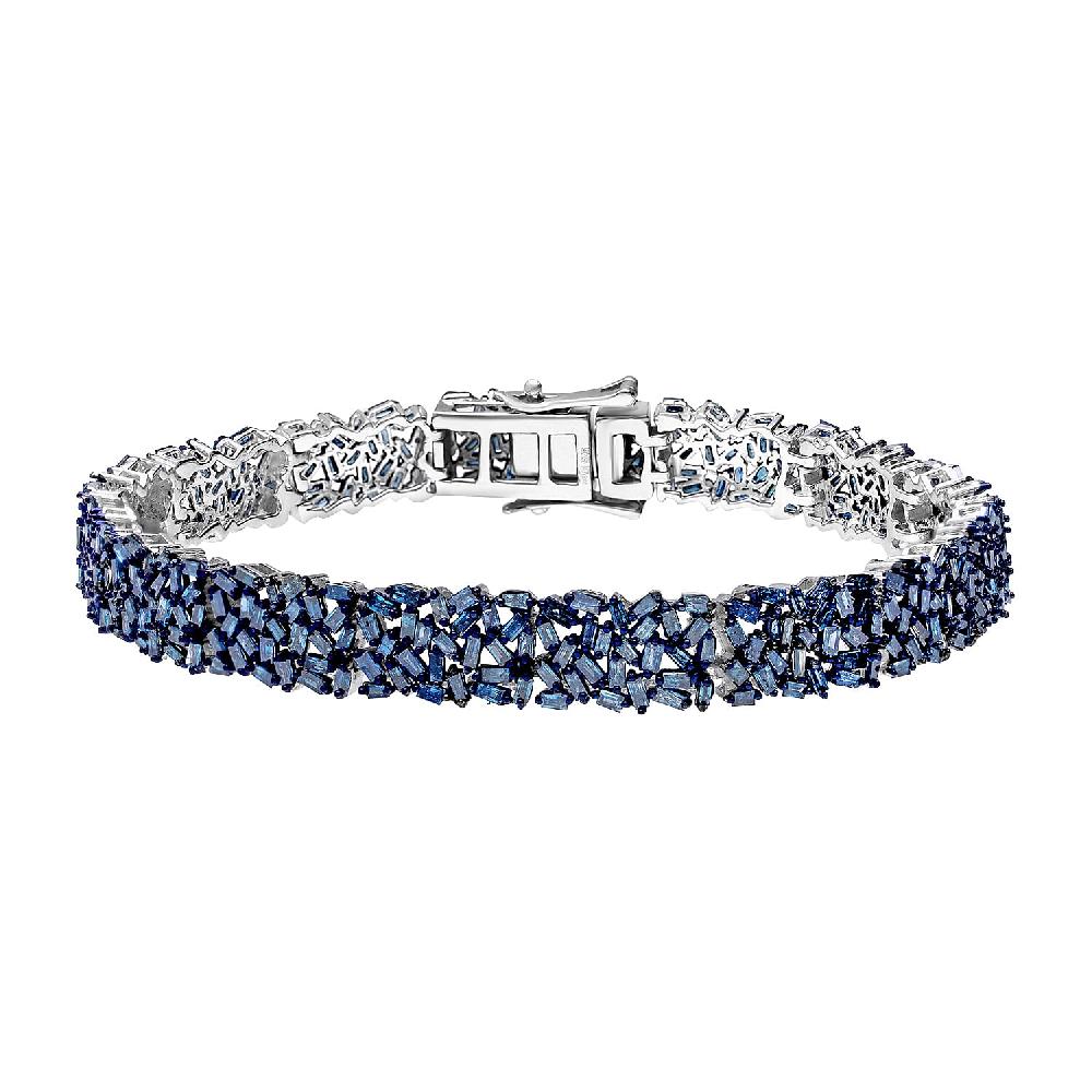 shop lc Blue Diamond Bracelet in Platinum Over Sterling Silver (7.25 In) 5.00 ctw